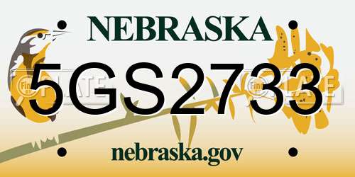 5GS2733 Nebraska License Plate