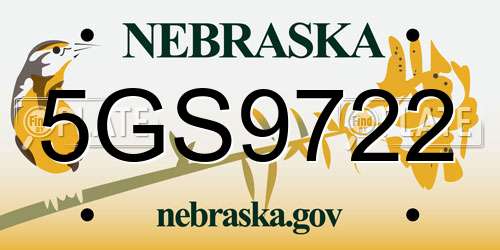 5GS9722 Nebraska License Plate