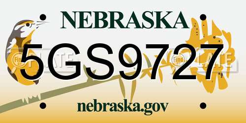 5GS9727 Nebraska License Plate