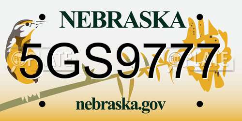5GS9777 Nebraska License Plate