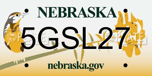 5GSL27 Nebraska License Plate