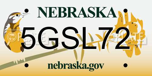 5GSL72 Nebraska License Plate