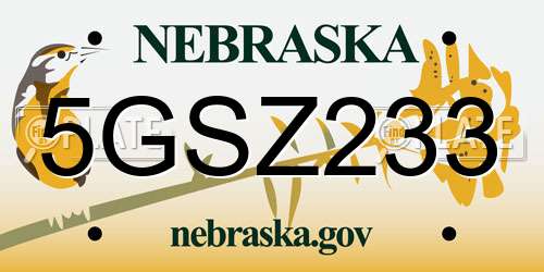 5GSZ233 Nebraska License Plate