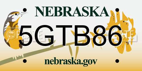 5GTB86 Nebraska License Plate