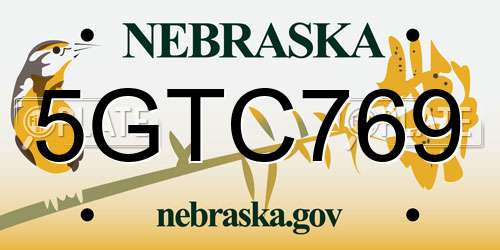 5GTC769 Nebraska License Plate