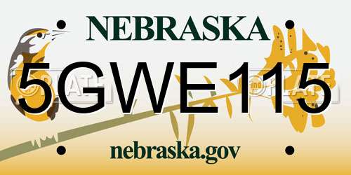 5GWE115 Nebraska License Plate