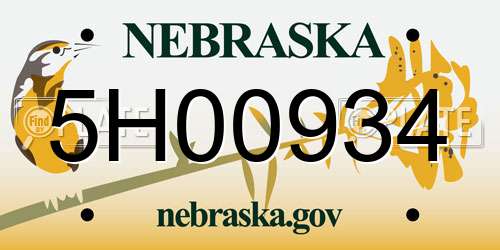 5H00934 Nebraska License Plate