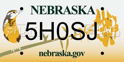 5H0SJ Nebraska License Plate