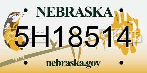 5H18514 Nebraska License Plate
