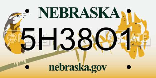 5H38O1 Nebraska License Plate