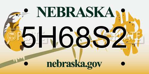 5H68S2 Nebraska License Plate