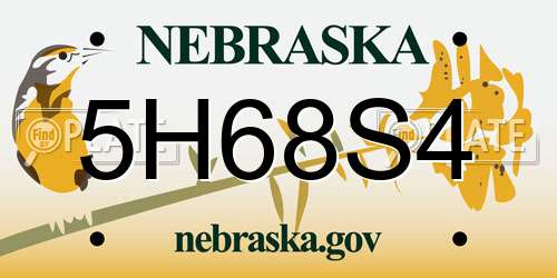 5H68S4 Nebraska License Plate