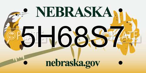 5H68S7 Nebraska License Plate