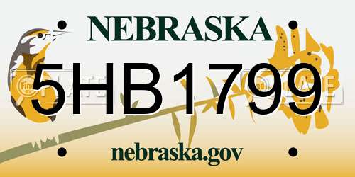 5HB1799 Nebraska License Plate