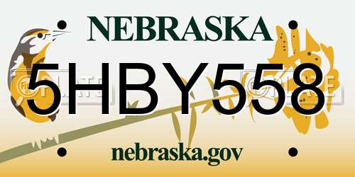 5HBY558 Nebraska License Plate