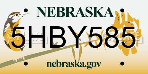 5HBY585 Nebraska License Plate