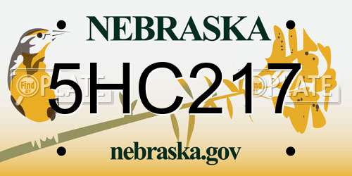 5HC217 Nebraska License Plate