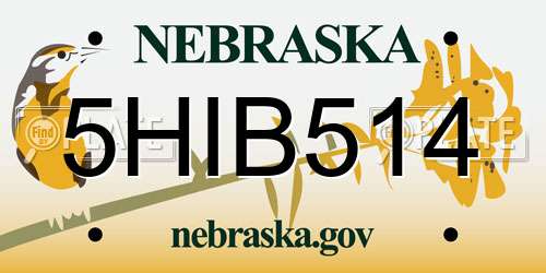 5HIB514 Nebraska License Plate