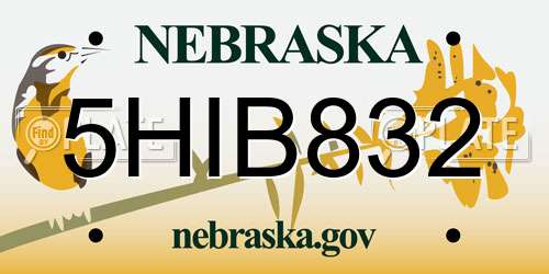 5HIB832 Nebraska License Plate