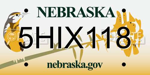 5HIX118 Nebraska License Plate