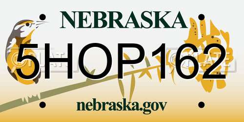 5HOP162 Nebraska License Plate