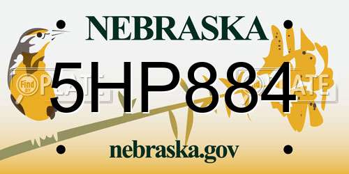 5HP884 Nebraska License Plate