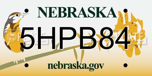 5HPB84 Nebraska License Plate