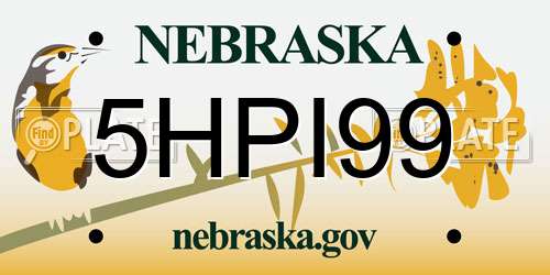 5HPI99 Nebraska License Plate