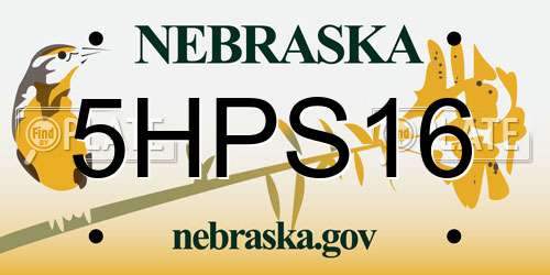 5HPS16 Nebraska License Plate