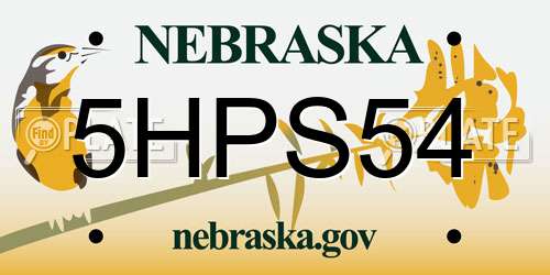 5HPS54 Nebraska License Plate