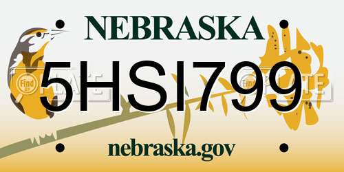 5HSI799 Nebraska License Plate