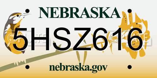 5HSZ616 Nebraska License Plate