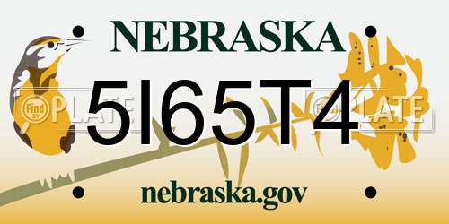 5I65T4 Nebraska License Plate