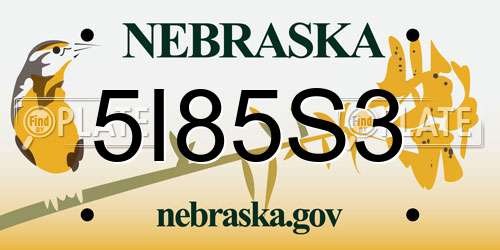 5I85S3 Nebraska License Plate