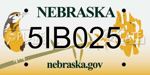 5IB025 Nebraska License Plate