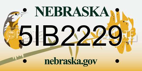 5IB2229 Nebraska License Plate