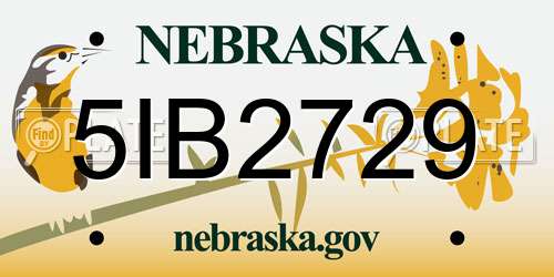 5IB2729 Nebraska License Plate