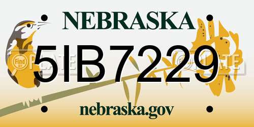 5IB7229 Nebraska License Plate