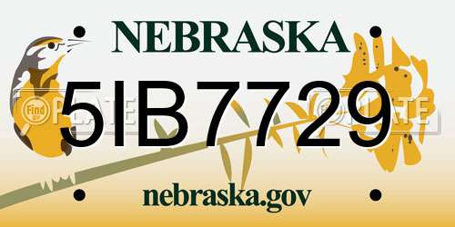 5IB7729 Nebraska License Plate