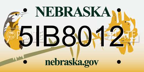 5IB8012 Nebraska License Plate