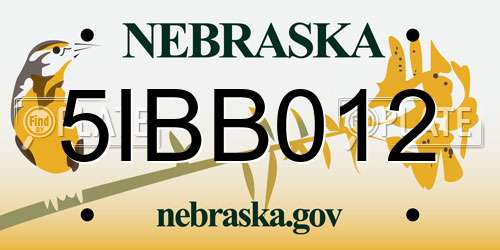 5IBB012 Nebraska License Plate