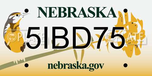 5IBD75 Nebraska License Plate