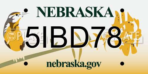 5IBD78 Nebraska License Plate