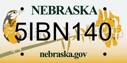 5IBN140 Nebraska License Plate