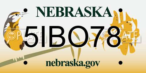 5IBO78 Nebraska License Plate