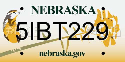 5IBT229 Nebraska License Plate