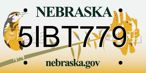 5IBT779 Nebraska License Plate