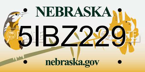 5IBZ229 Nebraska License Plate