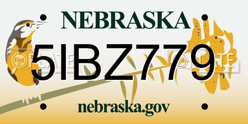 5IBZ779 Nebraska License Plate