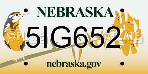 5IG652 Nebraska License Plate